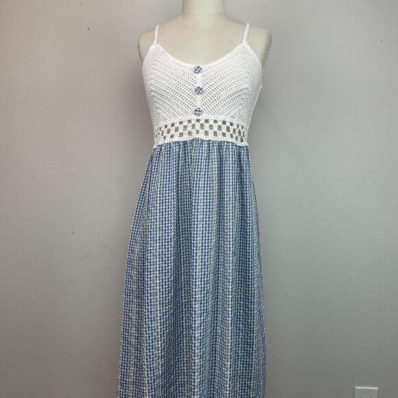 Mirrou Crochet Gingham Print Sundress - Picture 1 of 5